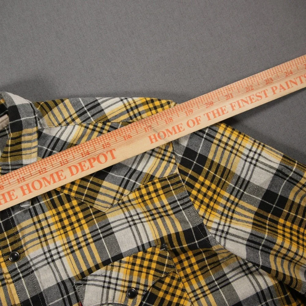 Levi's Plaid Snap Front Western Flannel Cowboy Men Shirt L Black Yellow Skate